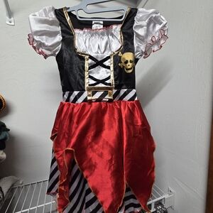 Girls Pirate Costume - Red, Black, and White